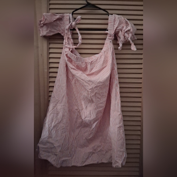 Cotton Bleu Tops - NWOT Striped Pink Tie-Shoulder Short Sleeve Top